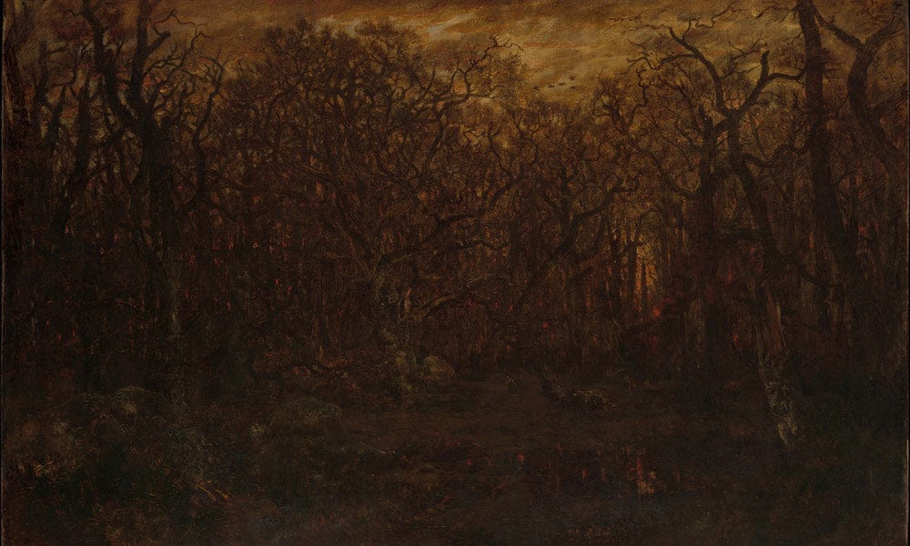 The Forest In Winter At Sunset 1867 By Theodore Rousseau Fine Art Print