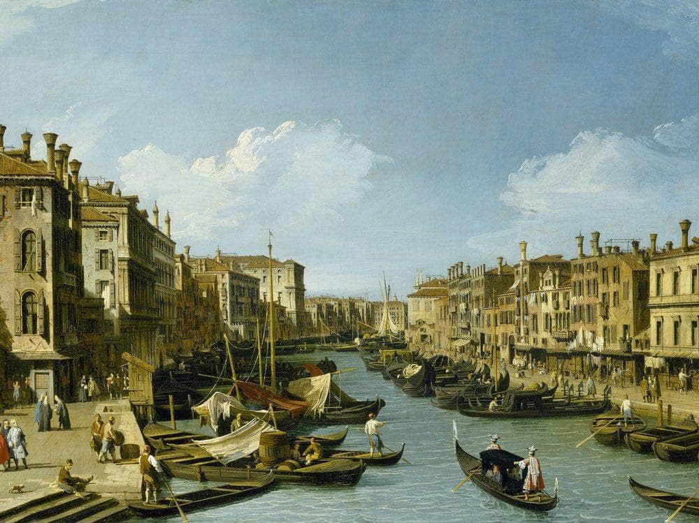 The Grand Canal Near The Rialto Bridge Venice C. 1730 By Canaletto Fine Art Print