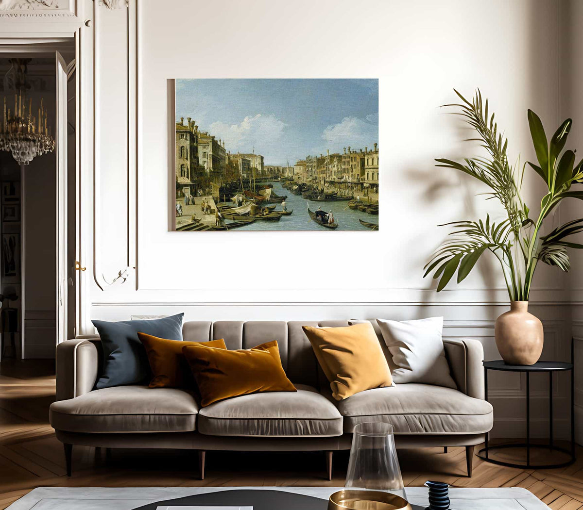 The Grand Canal Near The Rialto Bridge Venice C. 1730 By Canaletto Fine Art Print