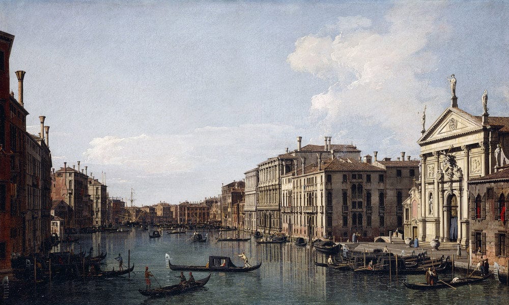 The Grand Canal Venice Looking South East From San Stae To The Fabbriche Nuove Di Rialto By Canaletto Fine Art Print