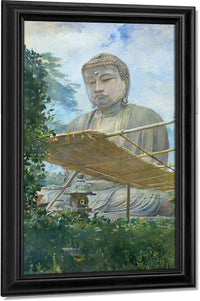 The Great Statue Of Amida Buddha At Kamakura Known As The Daibutsu From The Priests Garden By John La Farge Fine Art Print