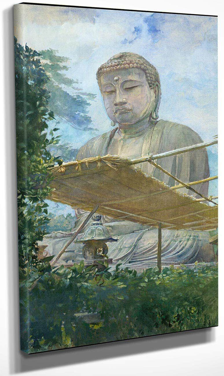 The Great Statue Of Amida Buddha At Kamakura Known As The Daibutsu From The Priests Garden By John La Farge Fine Art Print
