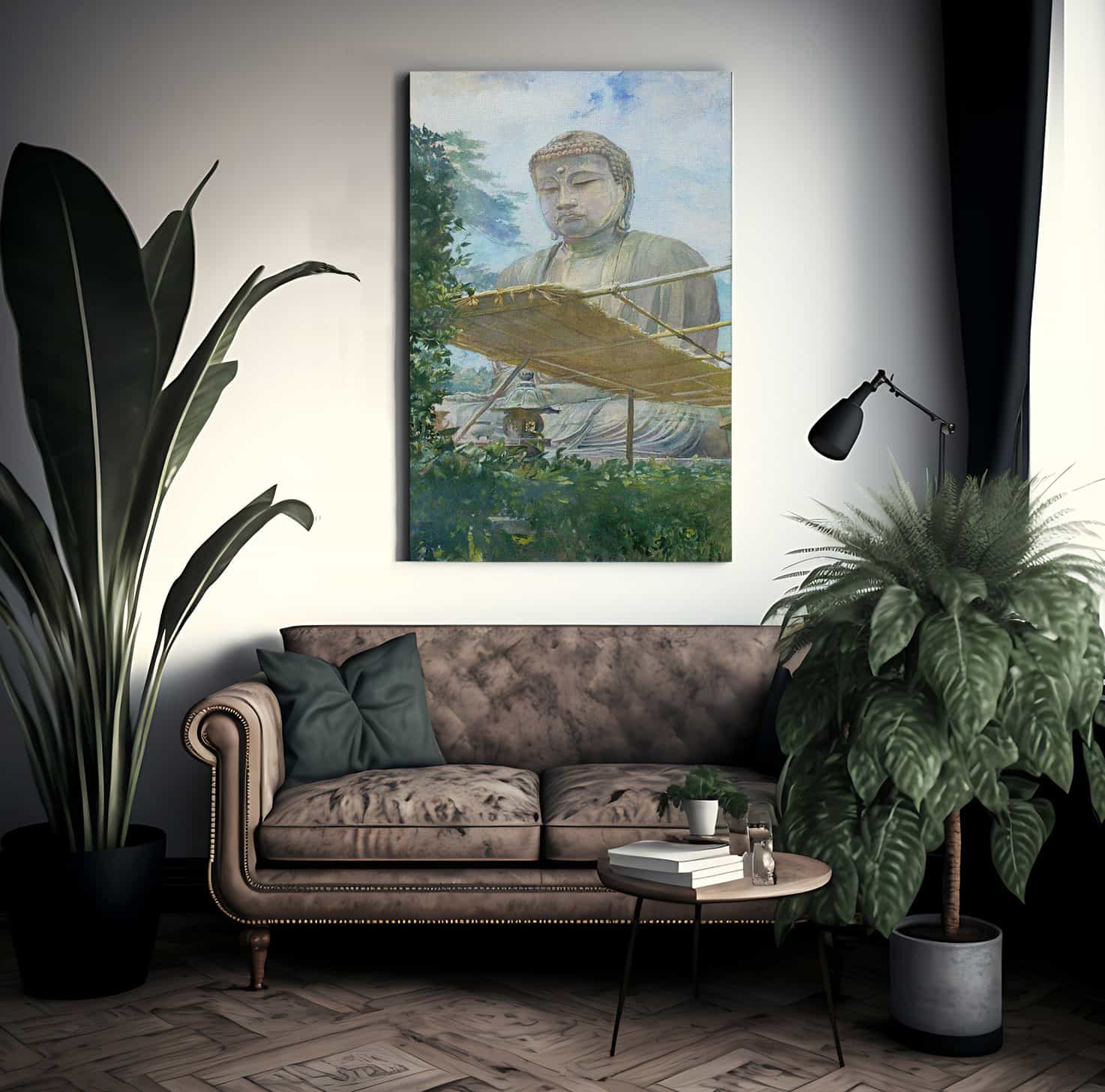 The Great Statue Of Amida Buddha At Kamakura Known As The Daibutsu From The Priests Garden By John La Farge Fine Art Print