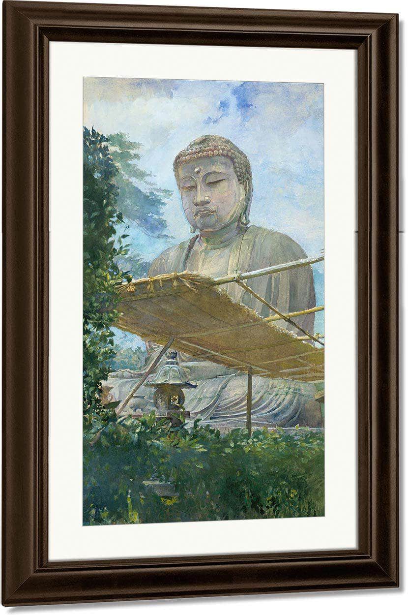 The Great Statue Of Amida Buddha At Kamakura Known As The Daibutsu From The Priests Garden By John La Farge Fine Art Print