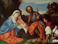 The Holy Family And A Shepherd By Titian Fine Art Print
