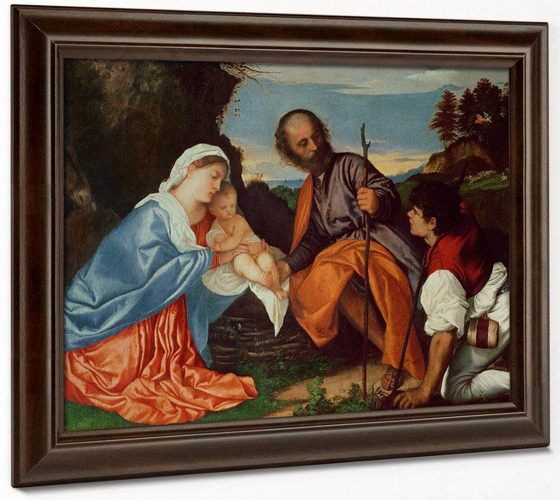 The Holy Family And A Shepherd By Titian Fine Art Print