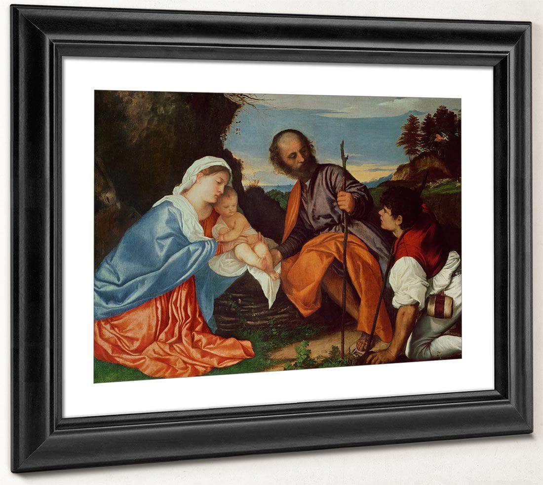 The Holy Family And A Shepherd By Titian Fine Art Print