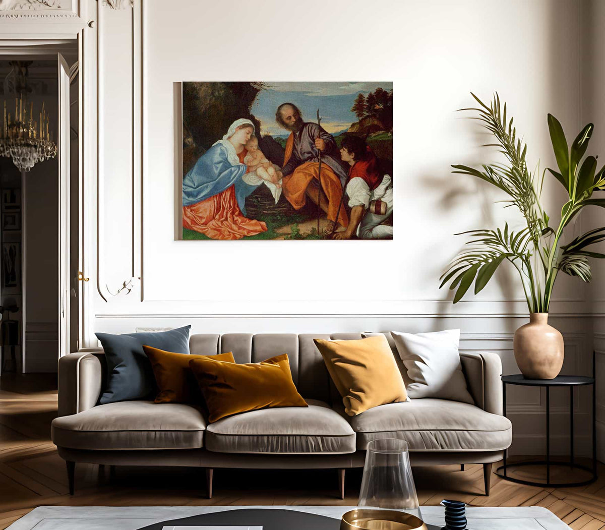 The Holy Family And A Shepherd By Titian Fine Art Print
