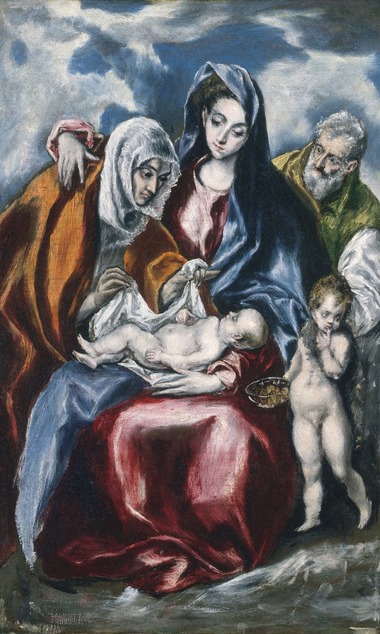 The Holy Family With Saint Anne And The Infant John The Baptist By El Greco Fine Art Print