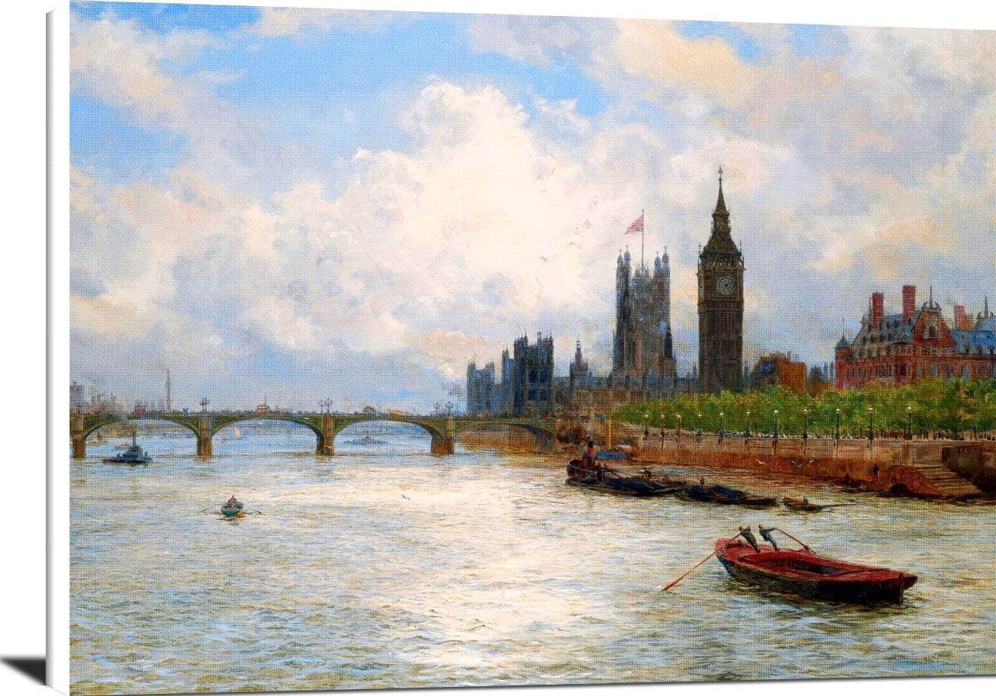 The House Of Parliament Painting William Lionel Wyllie Canvas Art Fine Art Print