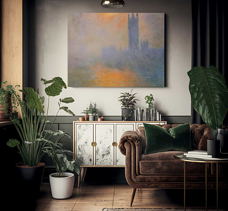 The Houses Of Parliament Effect Of Sunlight In The Fog By Claude Monet Fine Art Print
