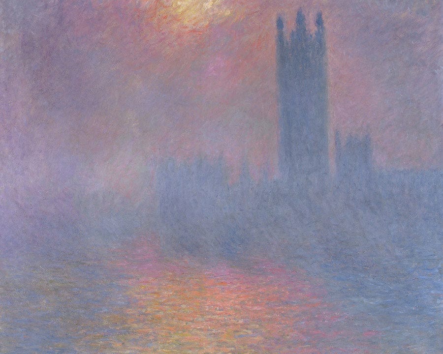 The Houses Of Parliament, London, With The Sun Breaking Through The Fog By Claude Monet Fine Art Print