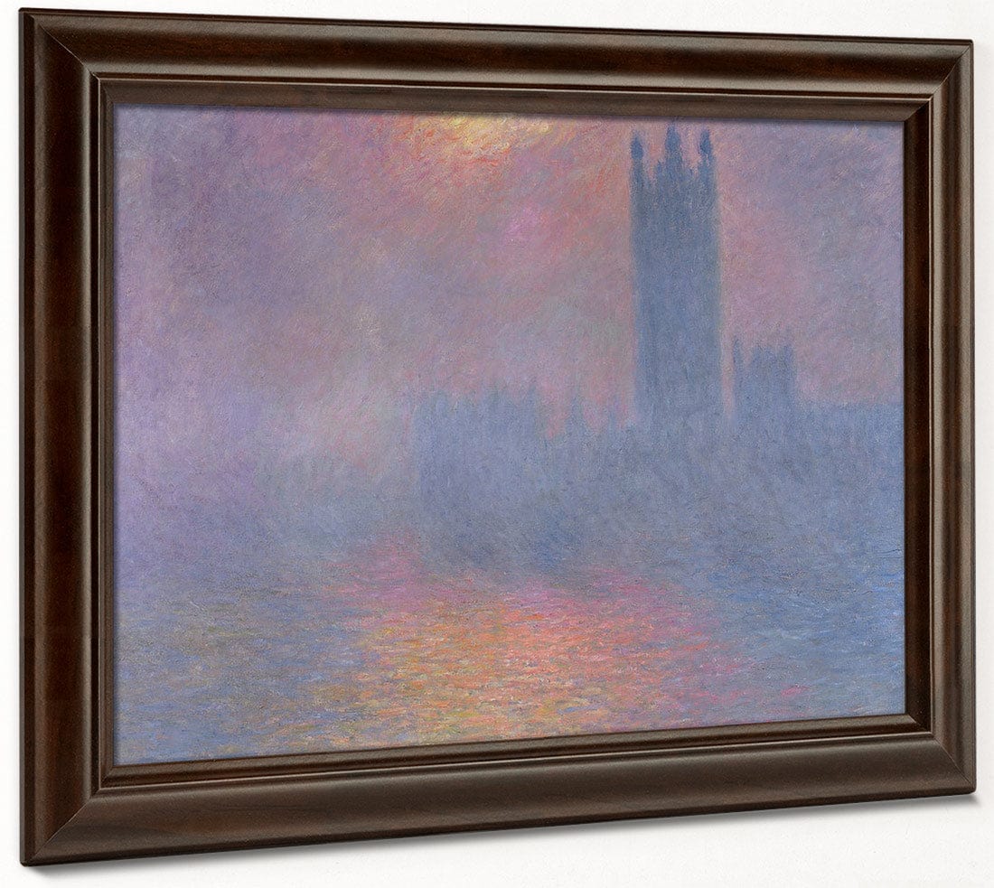 The Houses Of Parliament, London, With The Sun Breaking Through The Fog By Claude Monet Fine Art Print