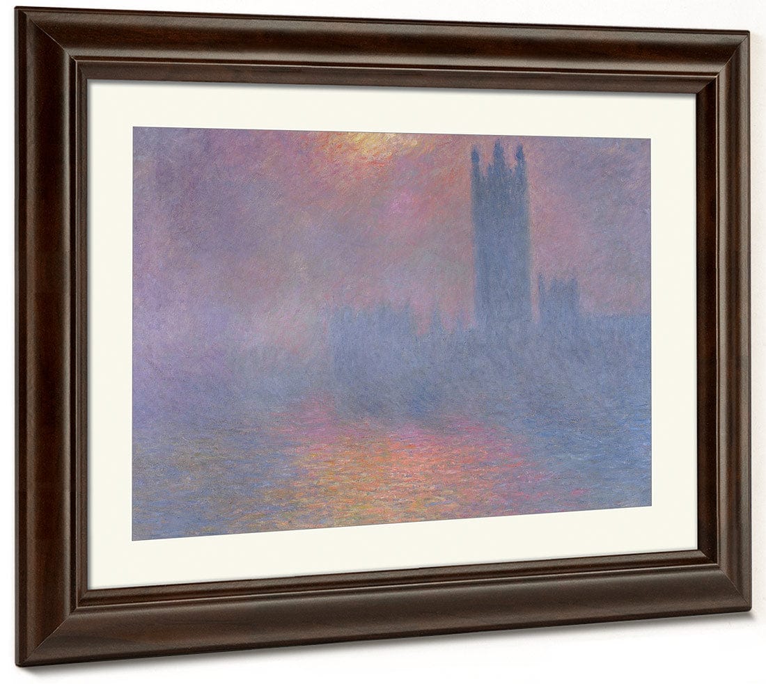 The Houses Of Parliament, London, With The Sun Breaking Through The Fog By Claude Monet Fine Art Print