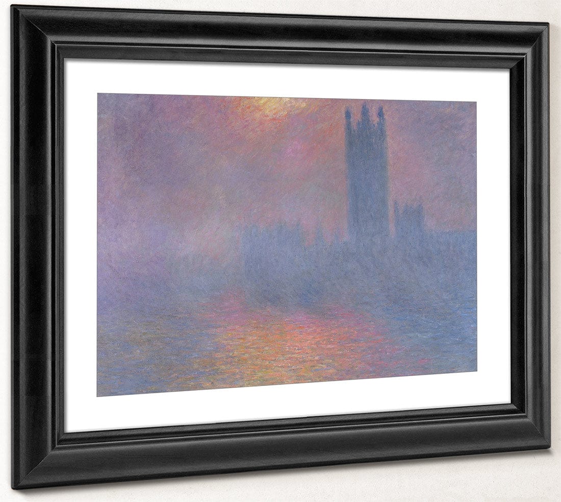 The Houses Of Parliament, London, With The Sun Breaking Through The Fog By Claude Monet Fine Art Print