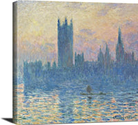 The Houses Of Parliament, Sunset Painting Claude Monet Canvas Art Fine Art Print