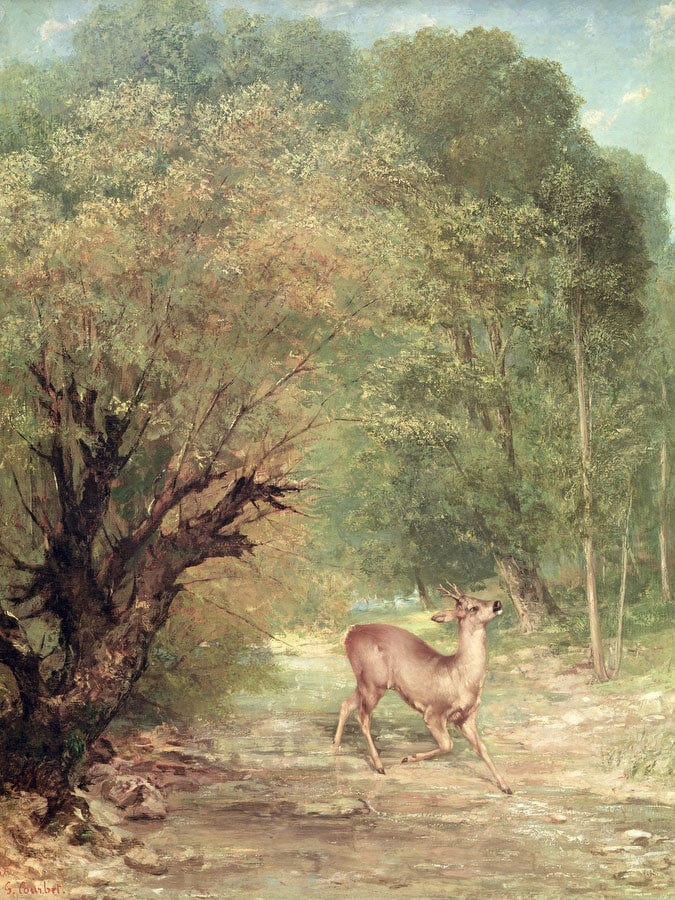 The Hunted Roe Deer On The Alert, Spring By Jean Desire Gustave Courbet Fine Art Print