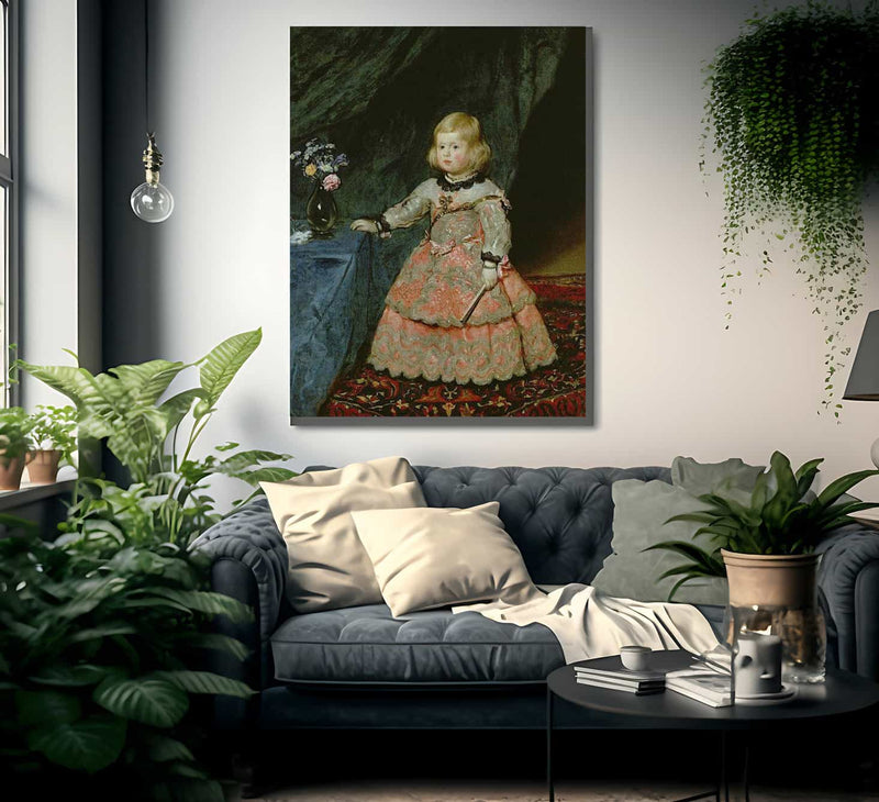 The Infanta Margarita Teresa Of Spain In A Red Dress By Diego Velazquez Fine Art Print