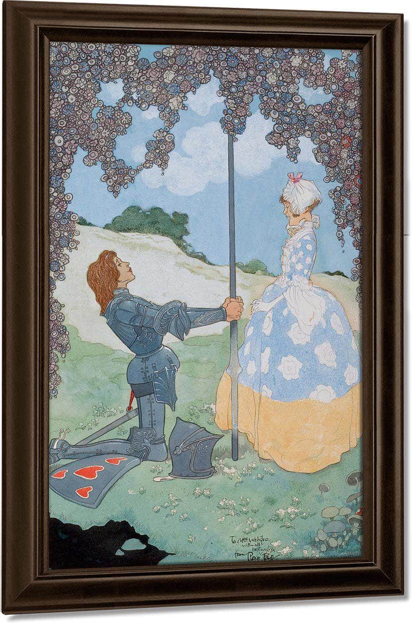 The Knight And His Maid Frontispiece For A Garland Of Roses By Rene Bull Fine Art Print