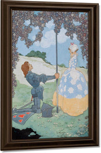 The Knight And His Maid Frontispiece For A Garland Of Roses By Rene Bull Fine Art Print