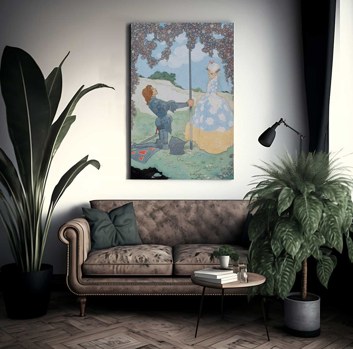 The Knight And His Maid Frontispiece For A Garland Of Roses By Rene Bull Fine Art Print