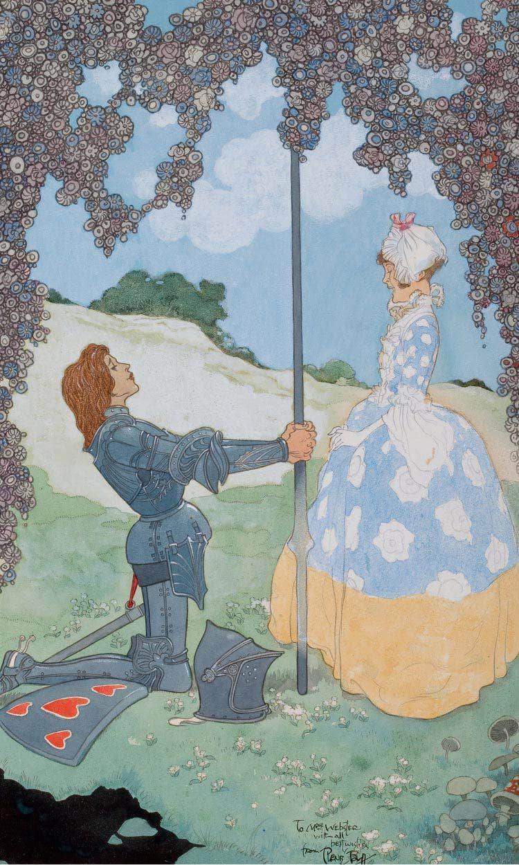 The Knight And His Maid Frontispiece For A Garland Of Roses By Rene Bull Fine Art Print