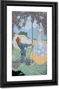 The Knight And His Maid Frontispiece For A Garland Of Roses By Rene Bull Fine Art Print