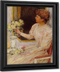 The Lady With Yellow Roses By Childe Hassam Fine Art Print