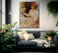 The Lady With Yellow Roses By Childe Hassam Fine Art Print