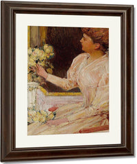 The Lady With Yellow Roses By Childe Hassam Fine Art Print