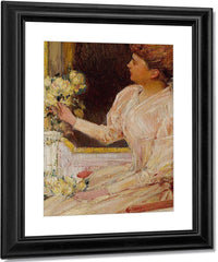 The Lady With Yellow Roses By Childe Hassam Fine Art Print