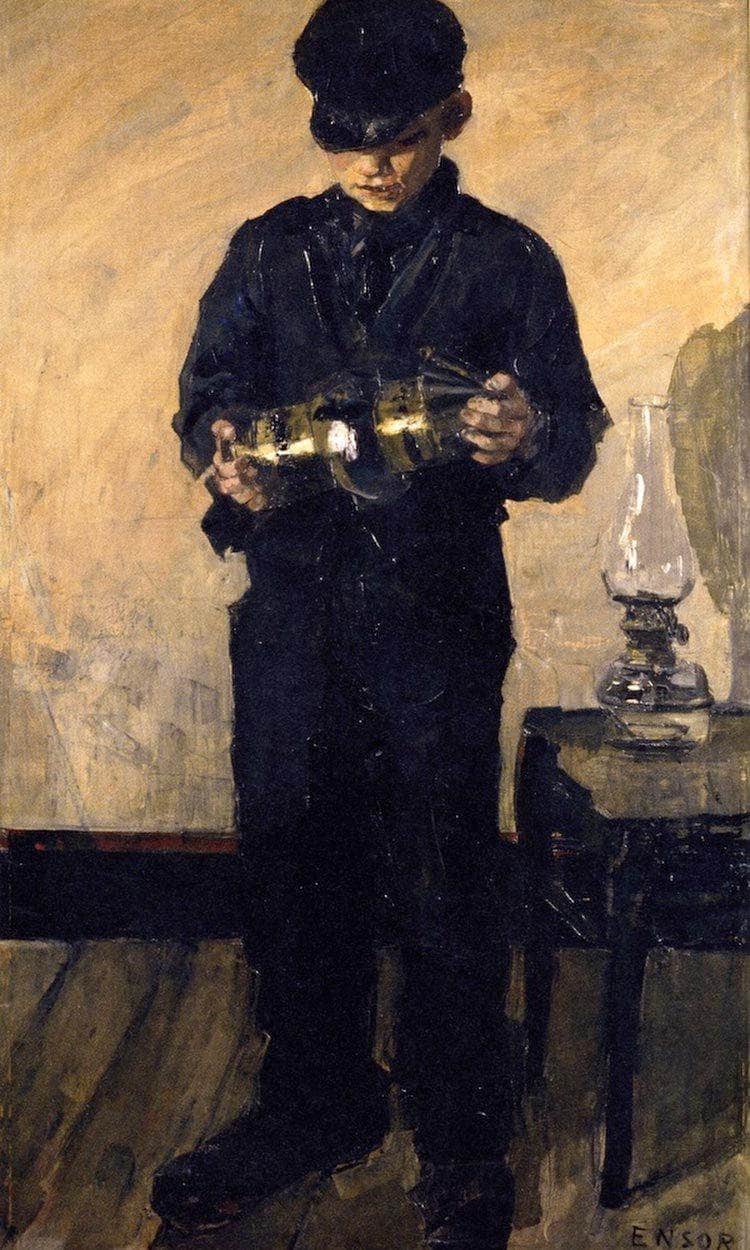 The Lamp Lighter By James Ensor Fine Art Print
