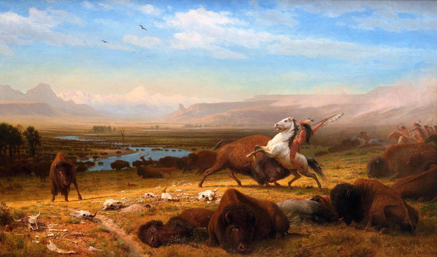 The Last Of The Buffalo Painting Albert Bierstadt Canvas Art Fine Art Print