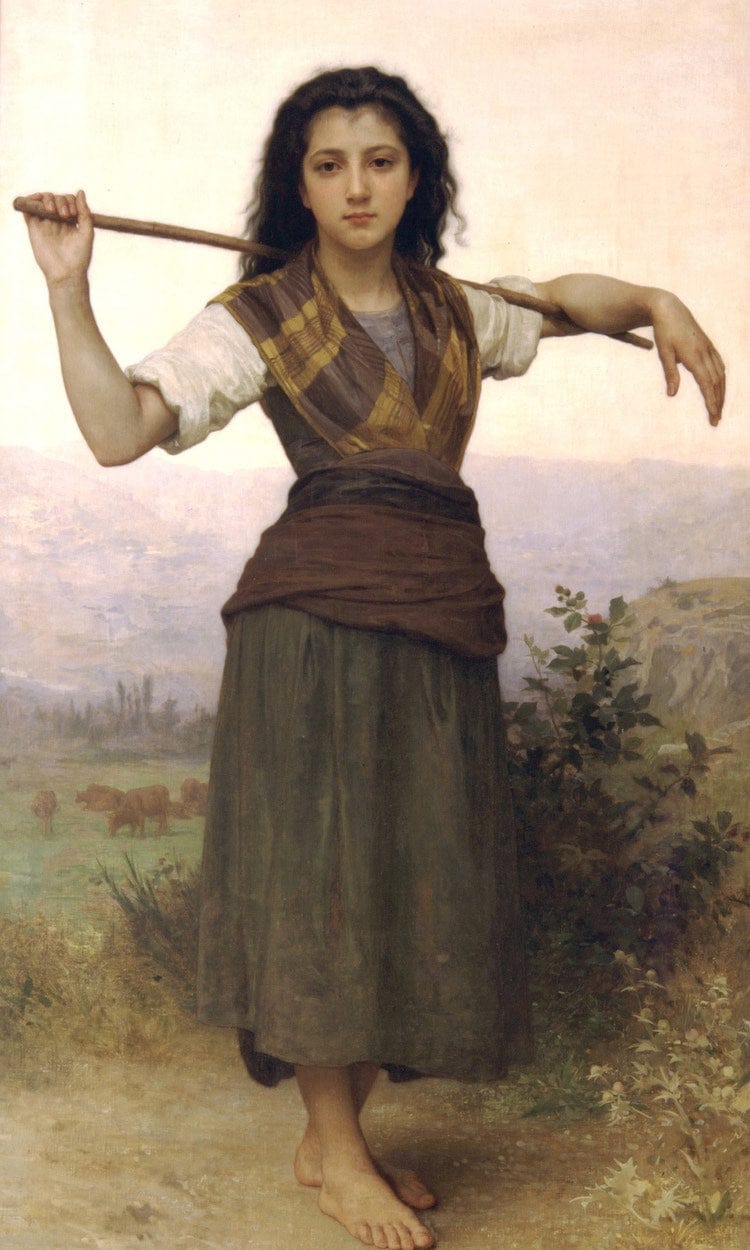 The Little Shepherdess 1889 1 By William Adolphe Bouguereau Fine Art Print