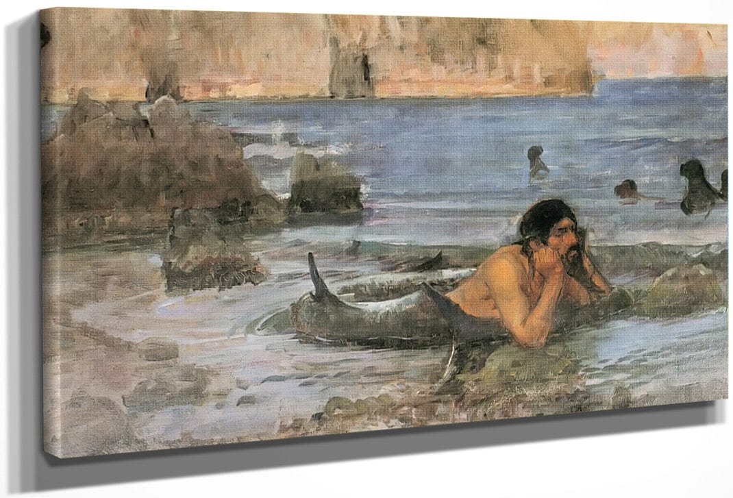 The Merman By John Waterhouse Fine Art Print