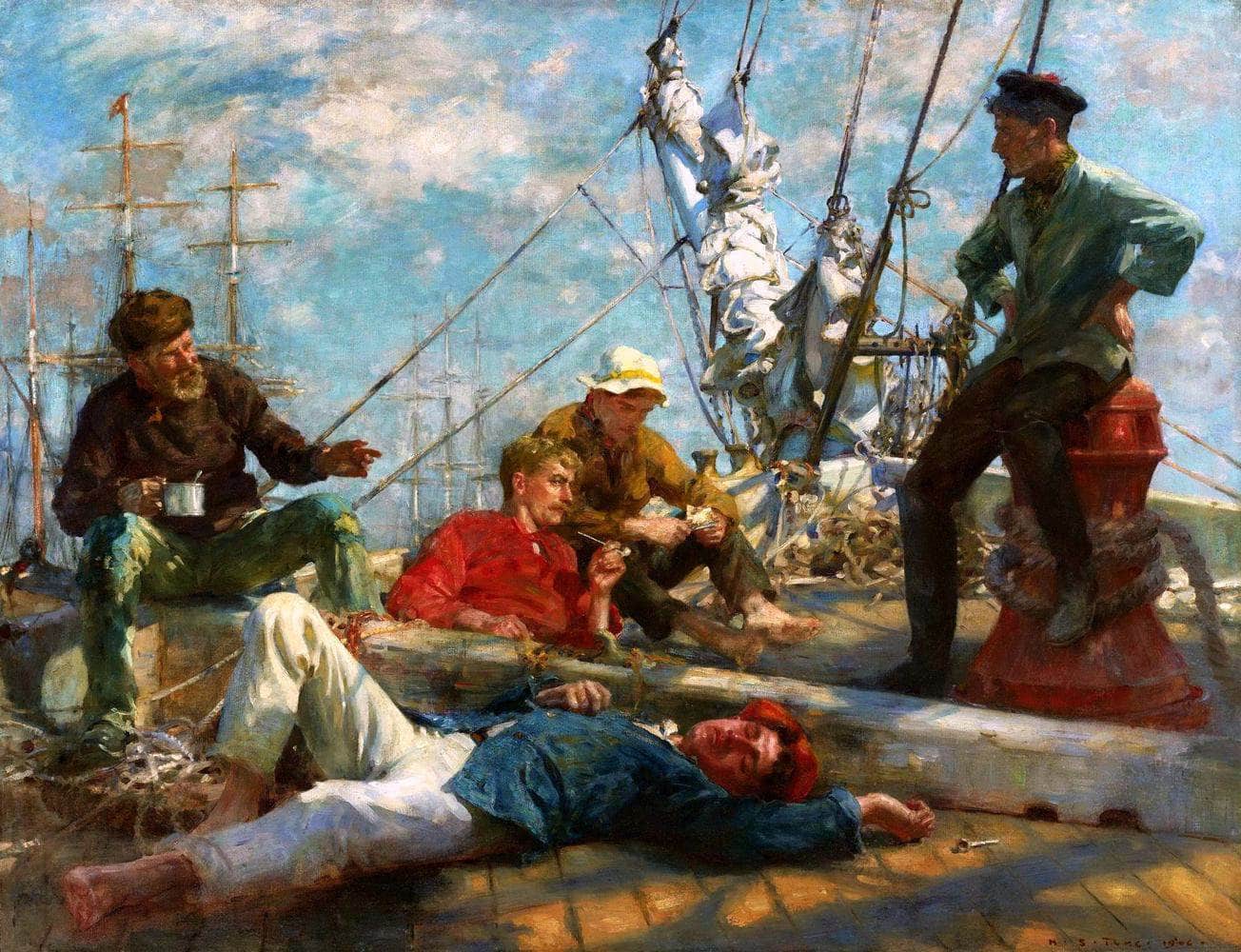 The Midday Rest Painting Henry Scott Tuke Canvas Art Fine Art Print