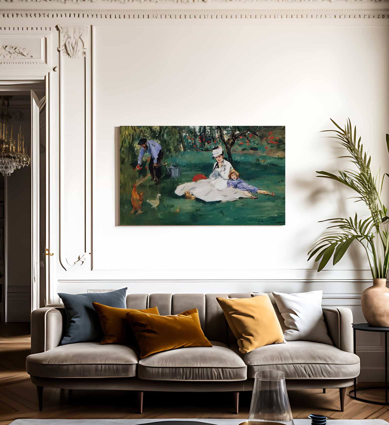 The Monet Family In The Garden By Edouard Manet Fine Art Print