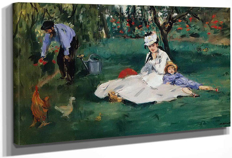 The Monet Family In The Garden By Edouard Manet Fine Art Print