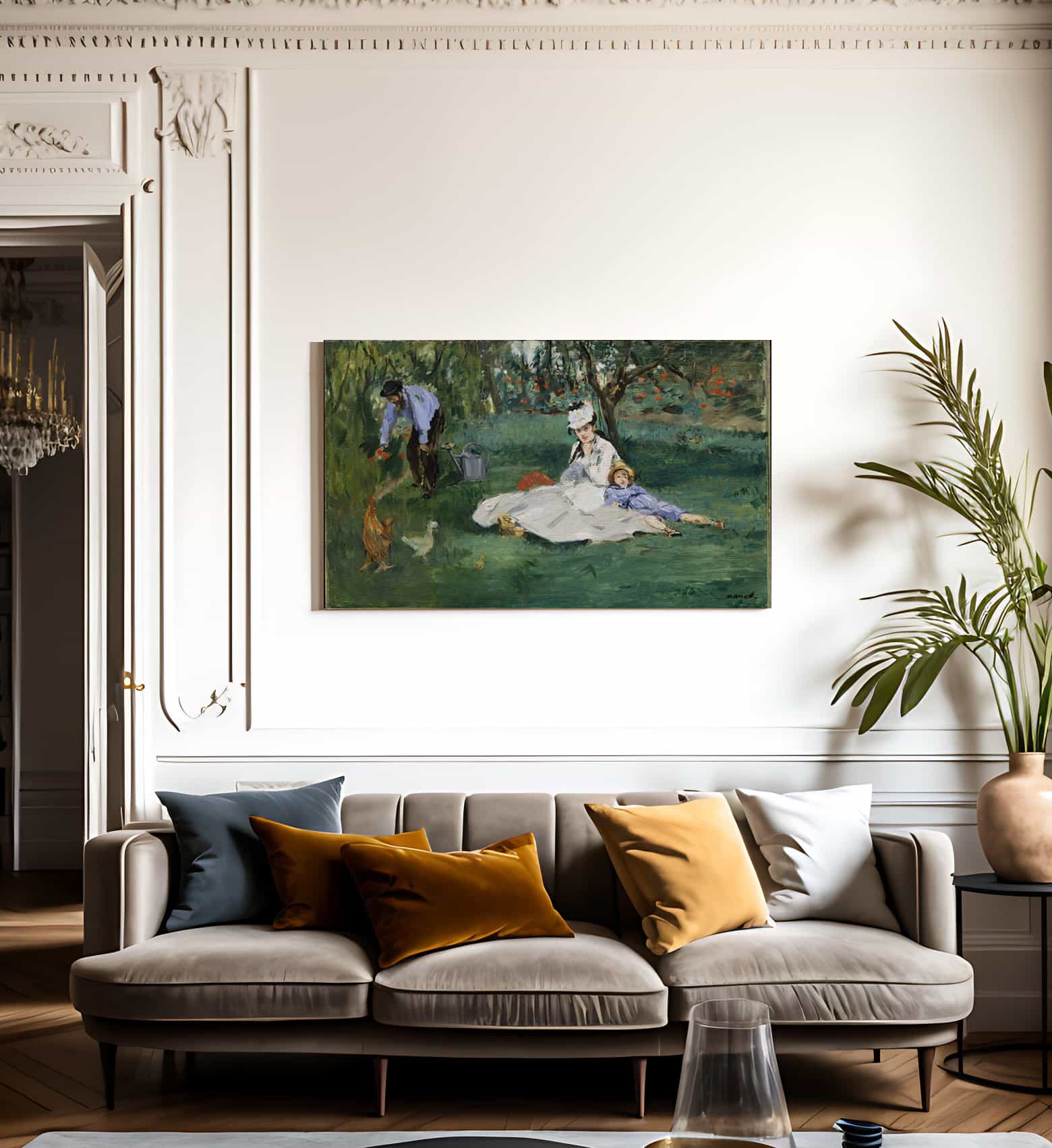 The Monet Family In Their Garden At Argenteuil By Edouard Manet Fine Art Print