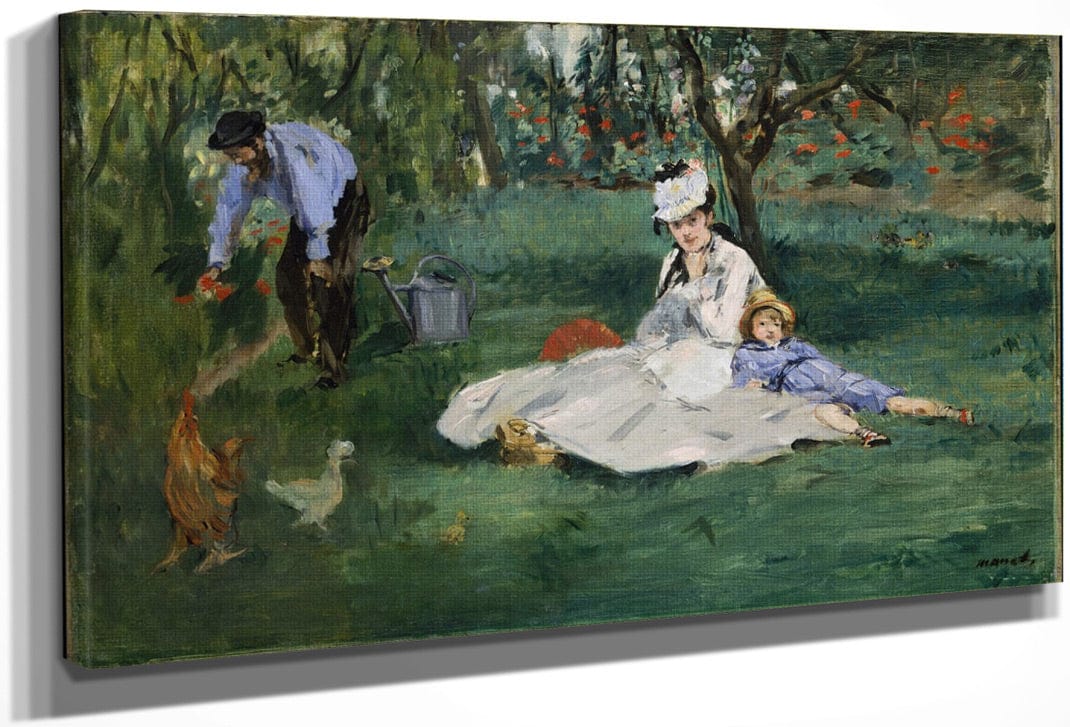 The Monet Family In Their Garden At Argenteuil By Edouard Manet Fine Art Print