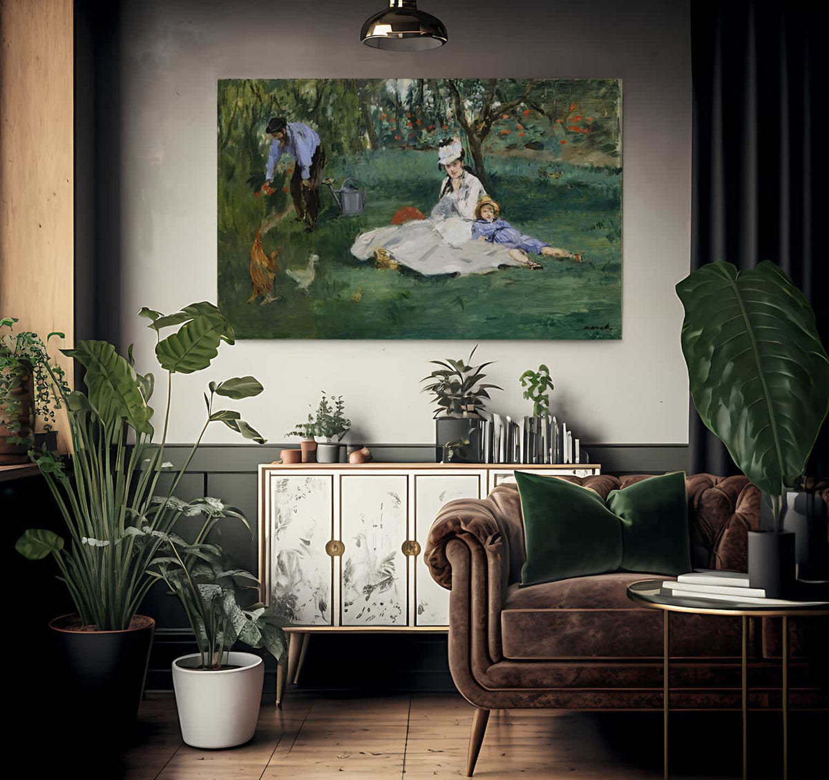 The Monet Family In Their Garden At Argenteuil By Edouard Manet Fine Art Print