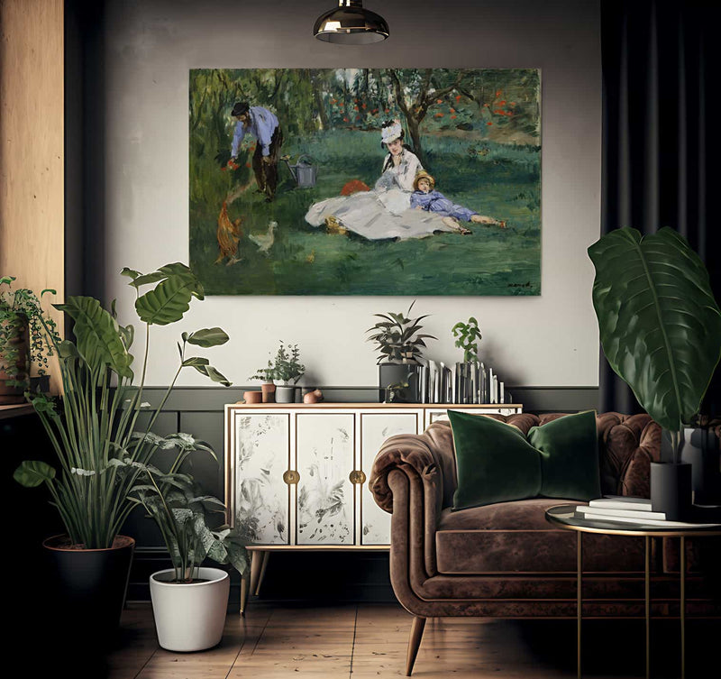 The Monet Family In Their Garden At Argenteuil By Edouard Manet Fine Art Print