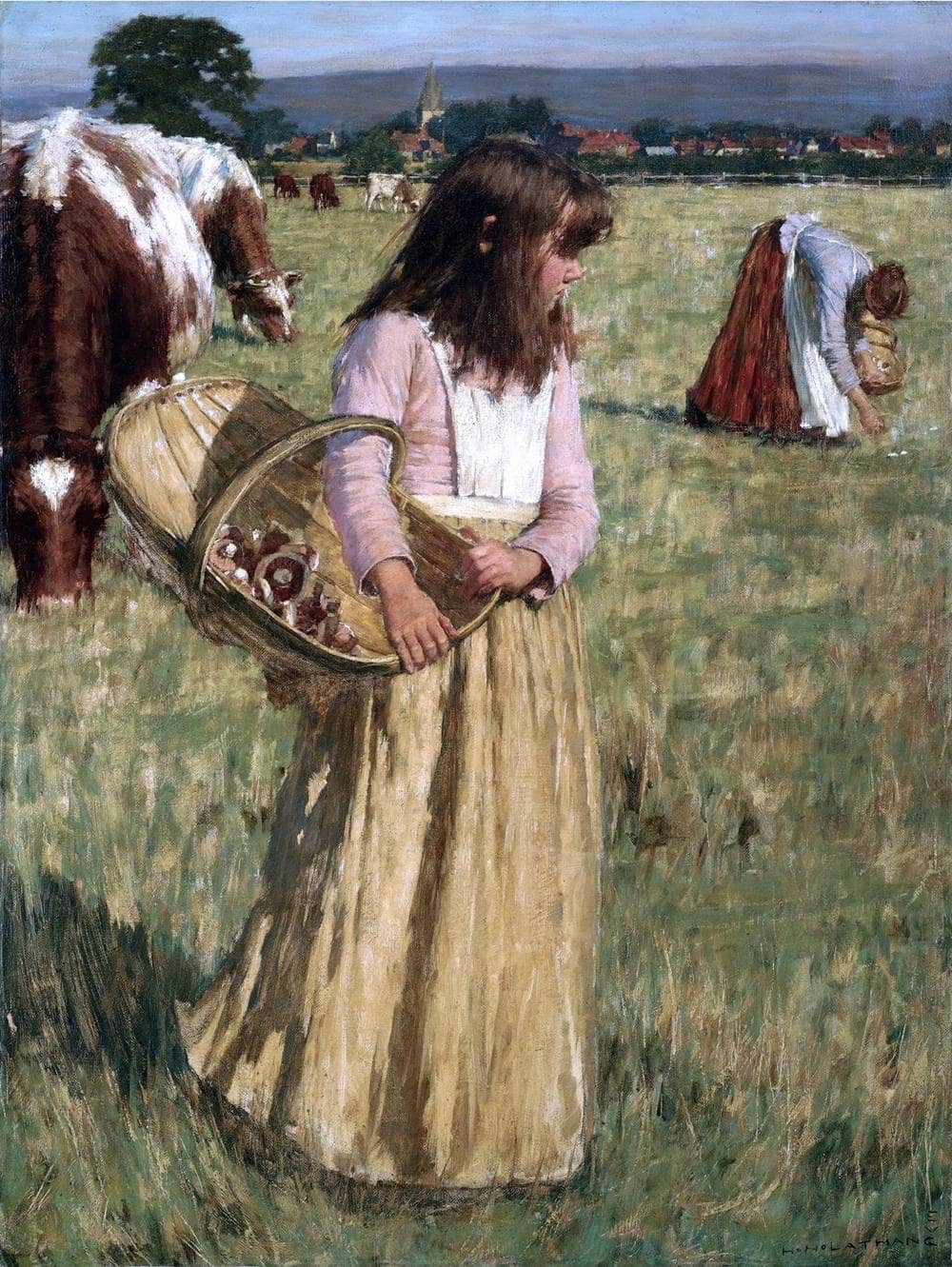 The Mushroom Gatherers Painting Henry Herbert La Thangue Canvas Art Fine Art Print