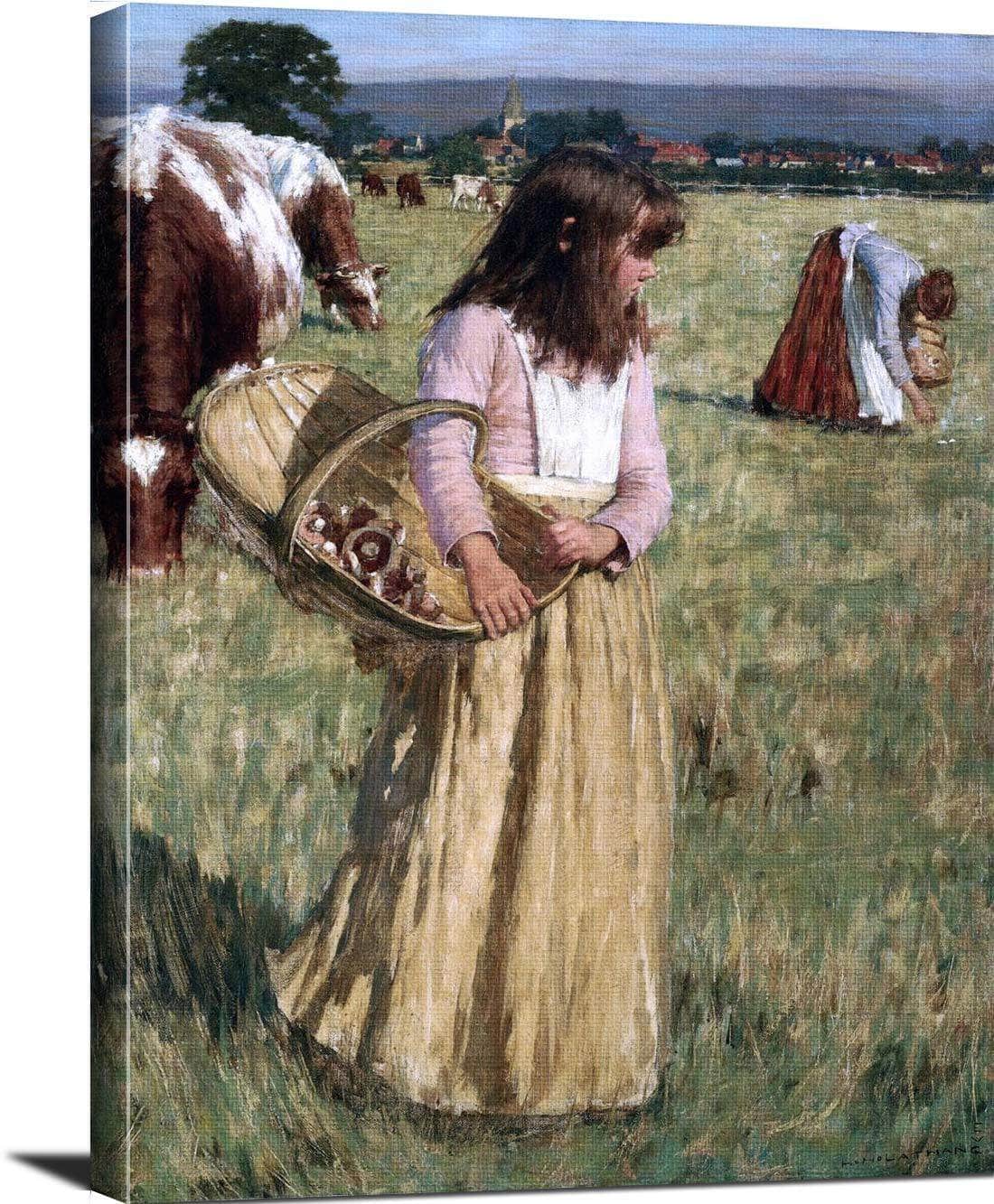 The Mushroom Gatherers Painting Henry Herbert La Thangue Canvas Art Fine Art Print