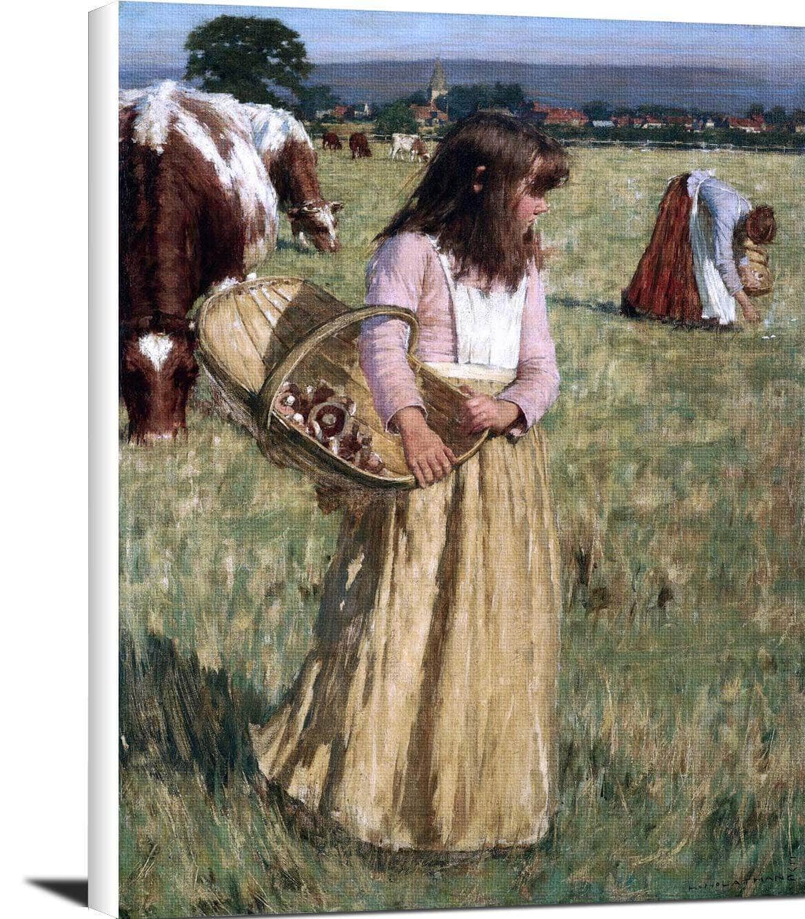 The Mushroom Gatherers Painting Henry Herbert La Thangue Canvas Art Fine Art Print