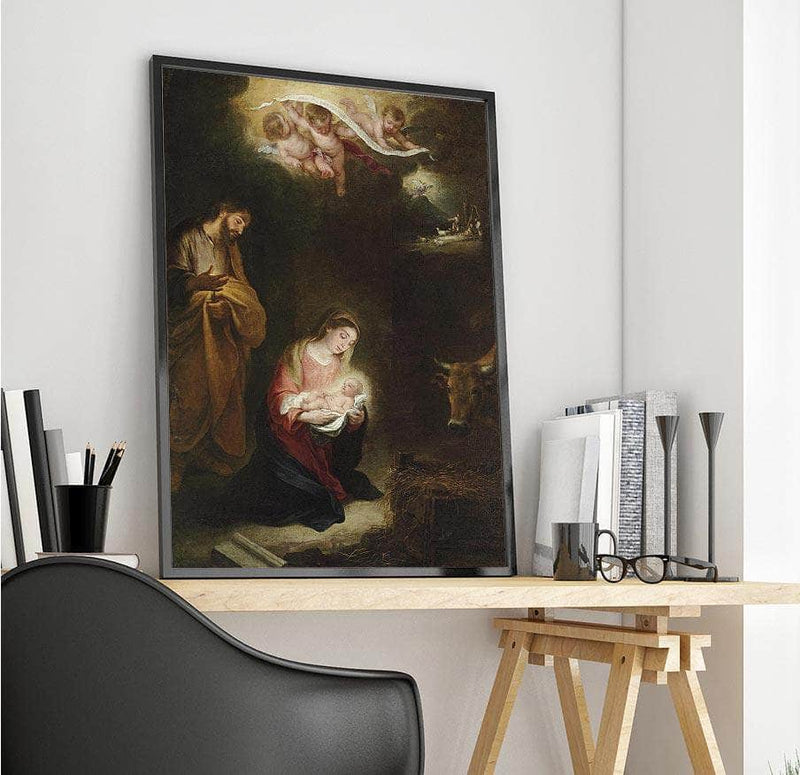 The Nativity With The Annunciation To The Shepherds Beyond Bartolome Esteban Murillo Reproduction Fine Art Print