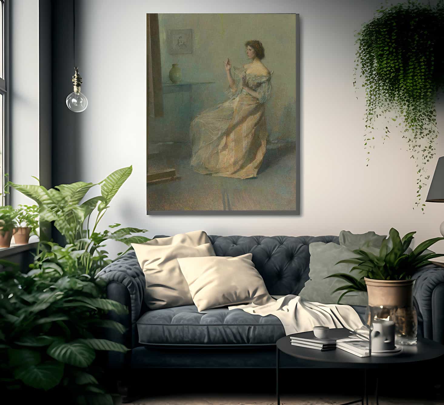 The Necklace By Thomas Wilmer Dewing Fine Art Print