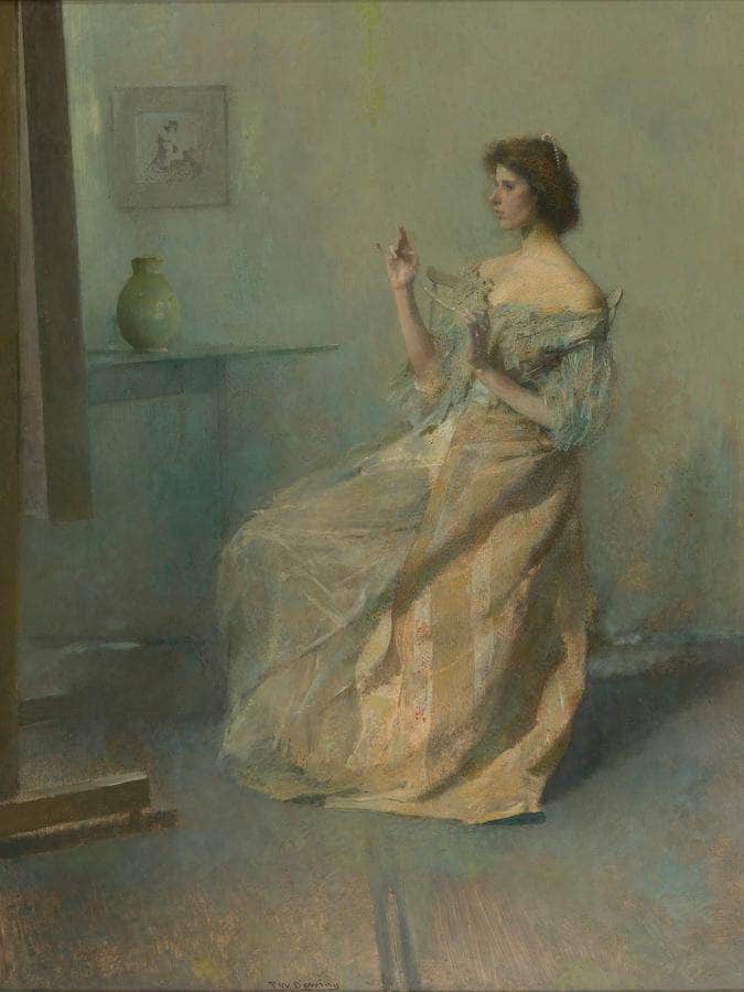 The Necklace By Thomas Wilmer Dewing Fine Art Print