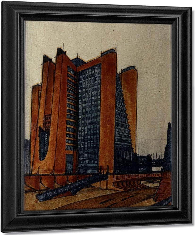 The New City House Stairs With External Lifts 1914 Milan Private Collection By Antonio Sant'elia Fine Art Print