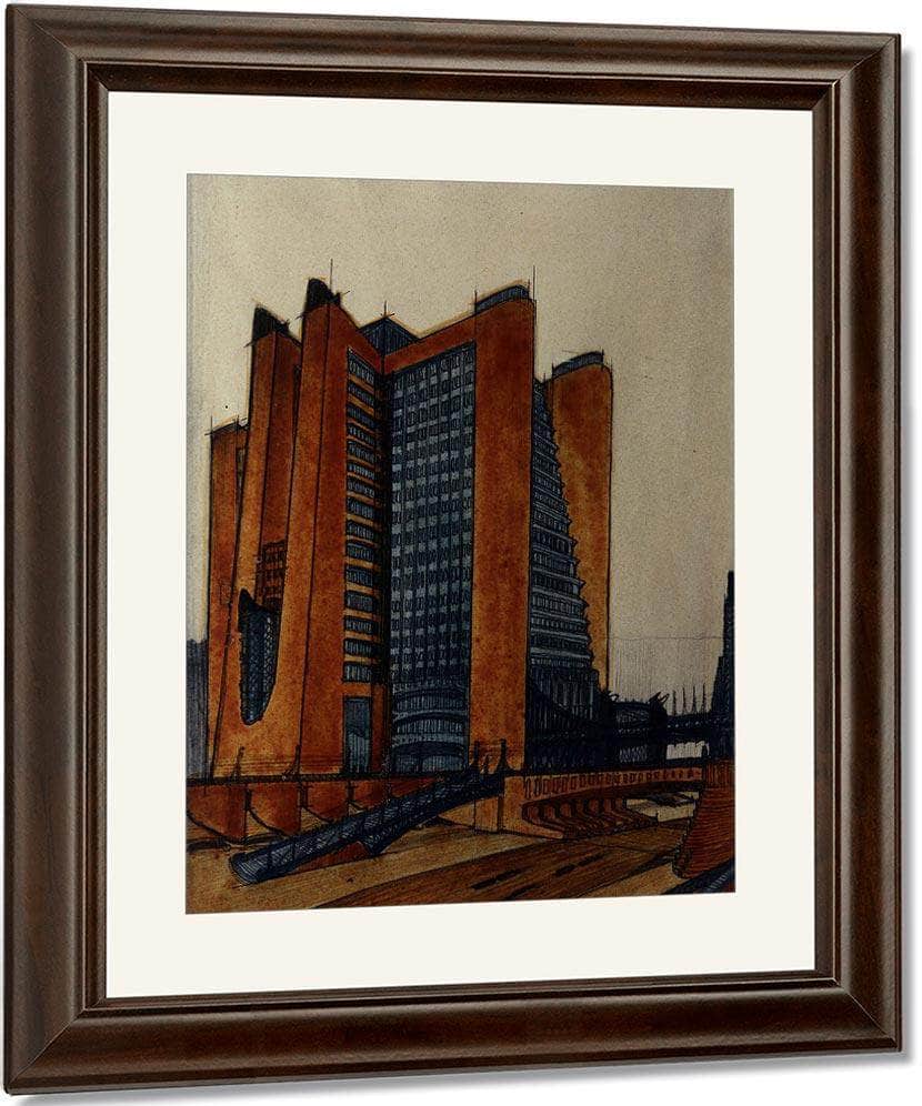 The New City House Stairs With External Lifts 1914 Milan Private Collection By Antonio Sant'elia Fine Art Print